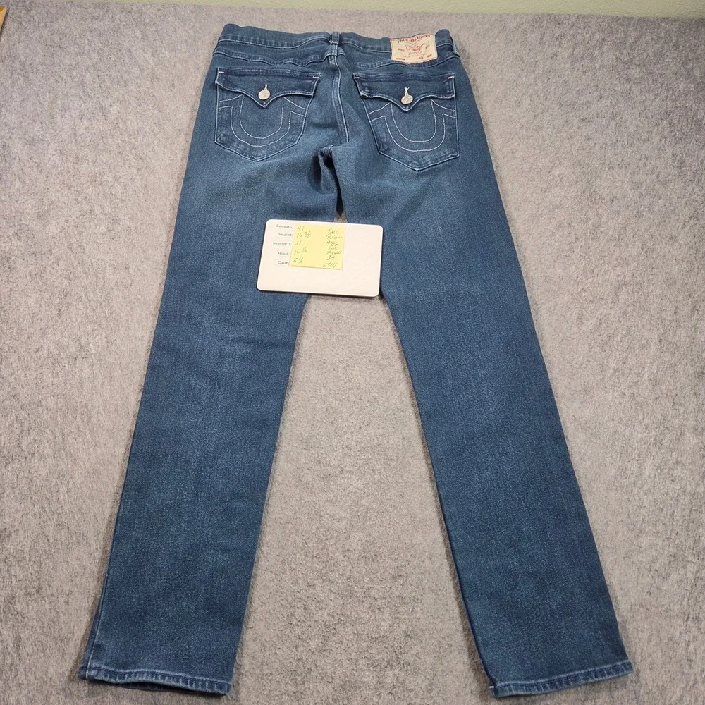 True Religion Rocco Jeans Mens 34 Relaxed Skinny Denim Flap Pocket 52549-00
